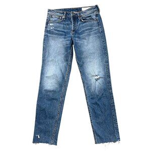 Rag & Bone Womens Distressed Straight Leg Jeans Size 26 Medium Wash